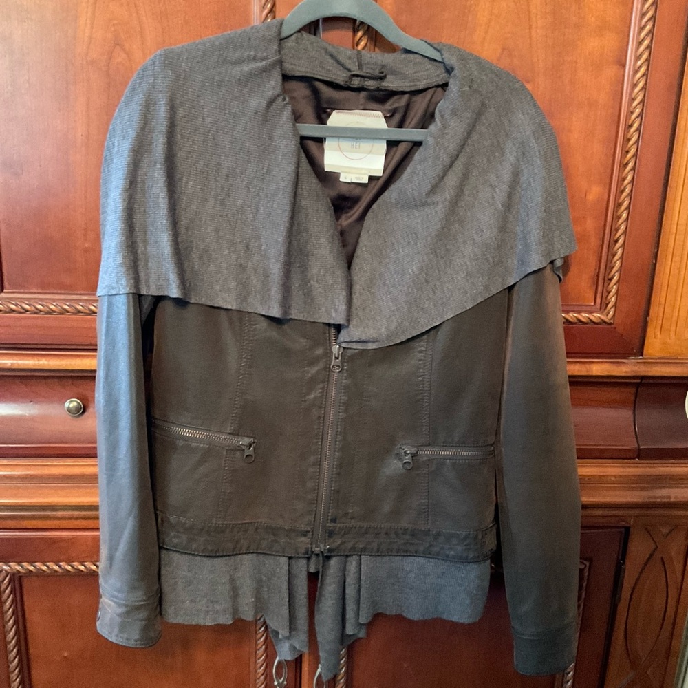 Beautiful jacket from Anthropologie Moto style with attached scarf